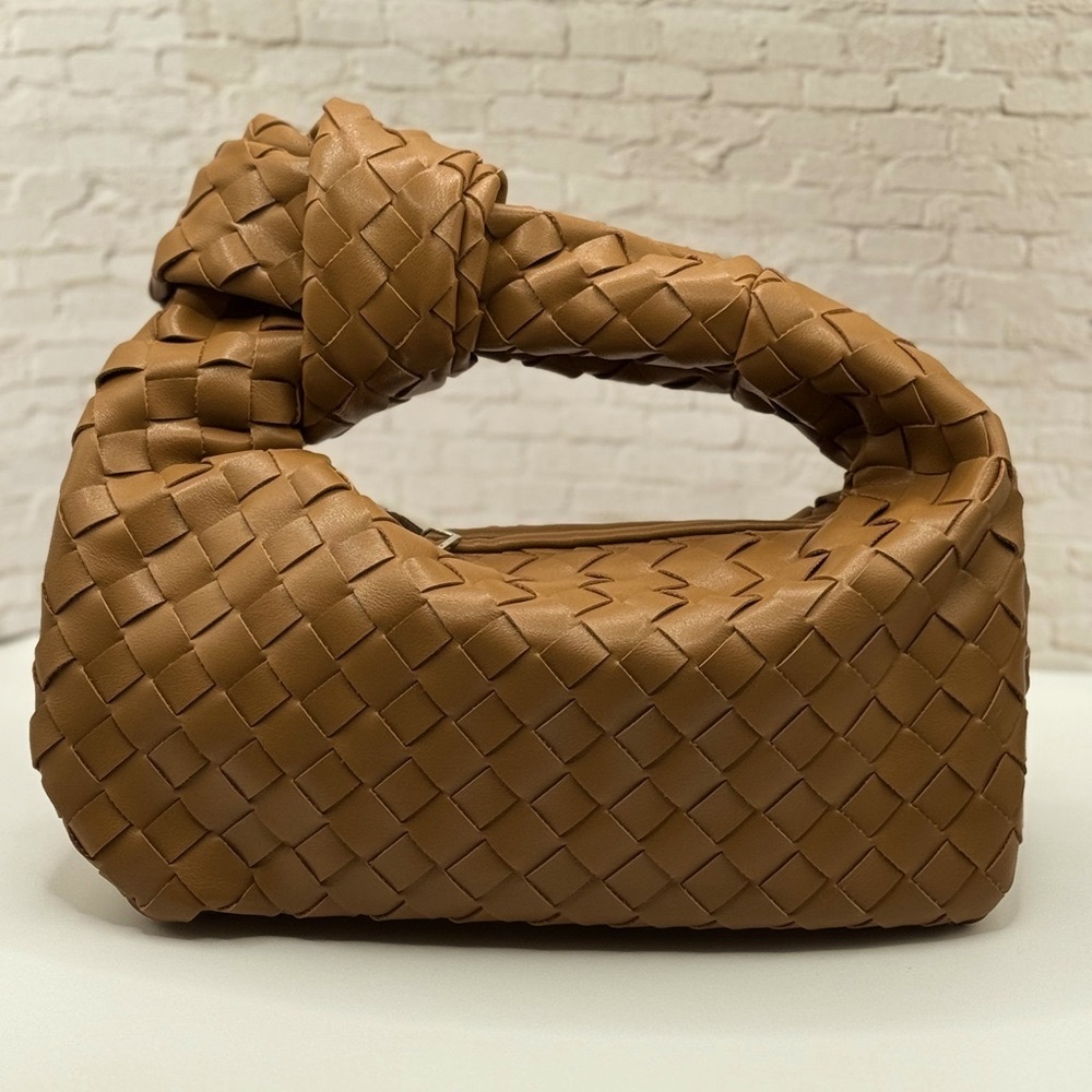 Faux Leather Braided Zip Bag